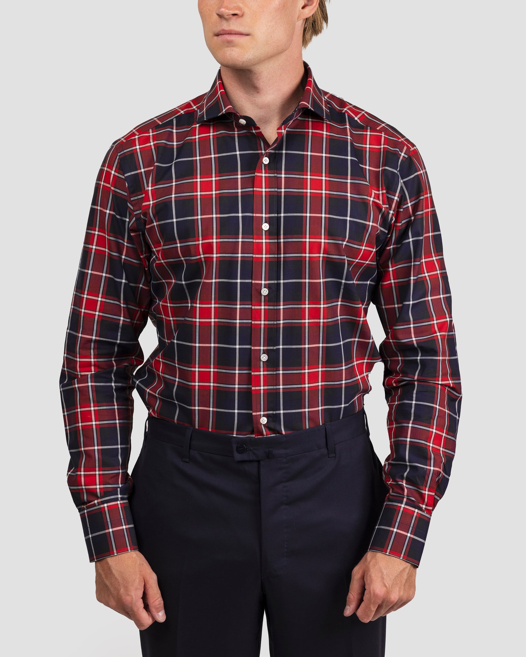 Camicia Quadri Rosso e Blu Signature Popeline