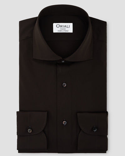 Stretch Plain Brown Shirt