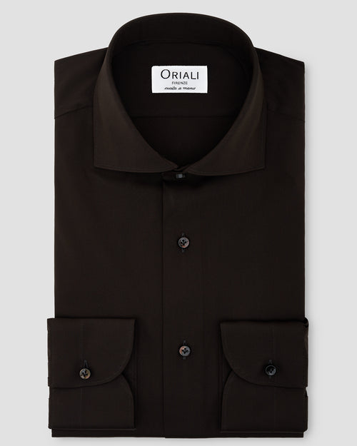Stretch Plain Brown Shirt