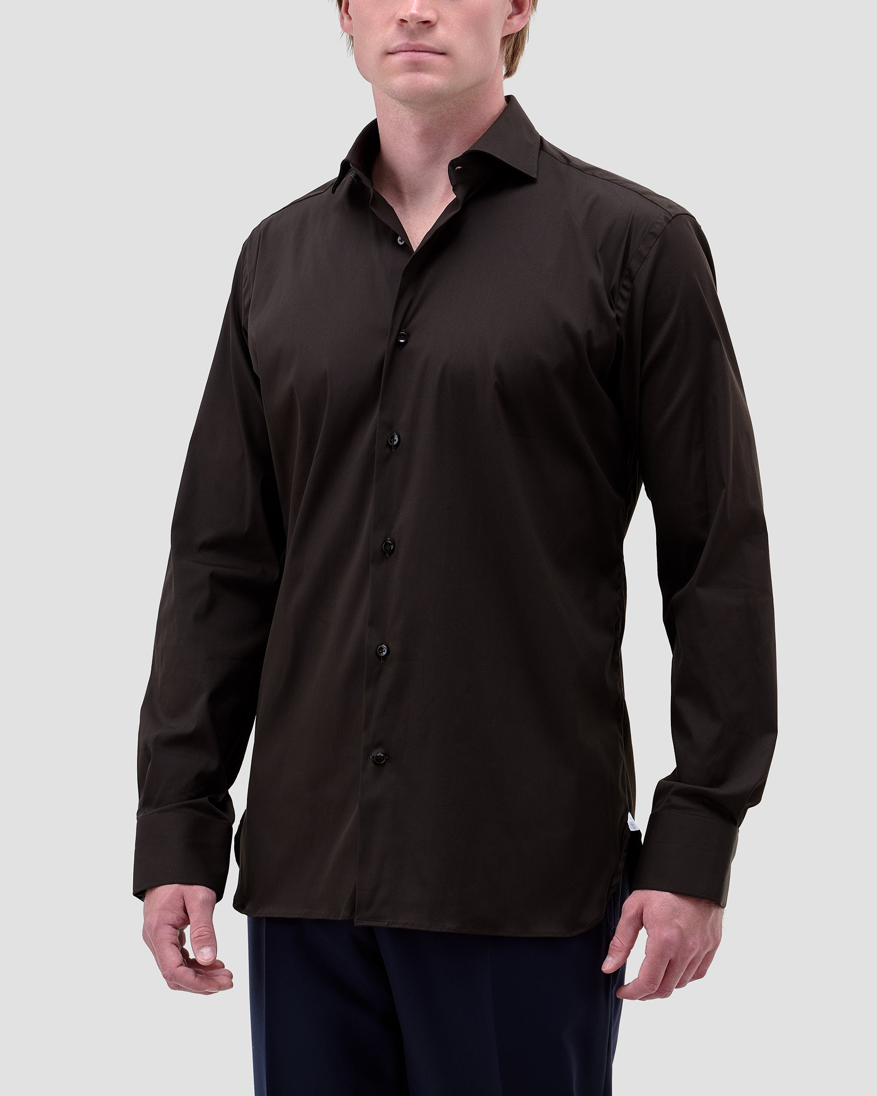 Camicia Unita Marrone Stretch