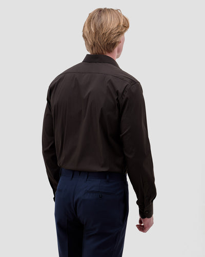 Stretch Plain Brown Shirt