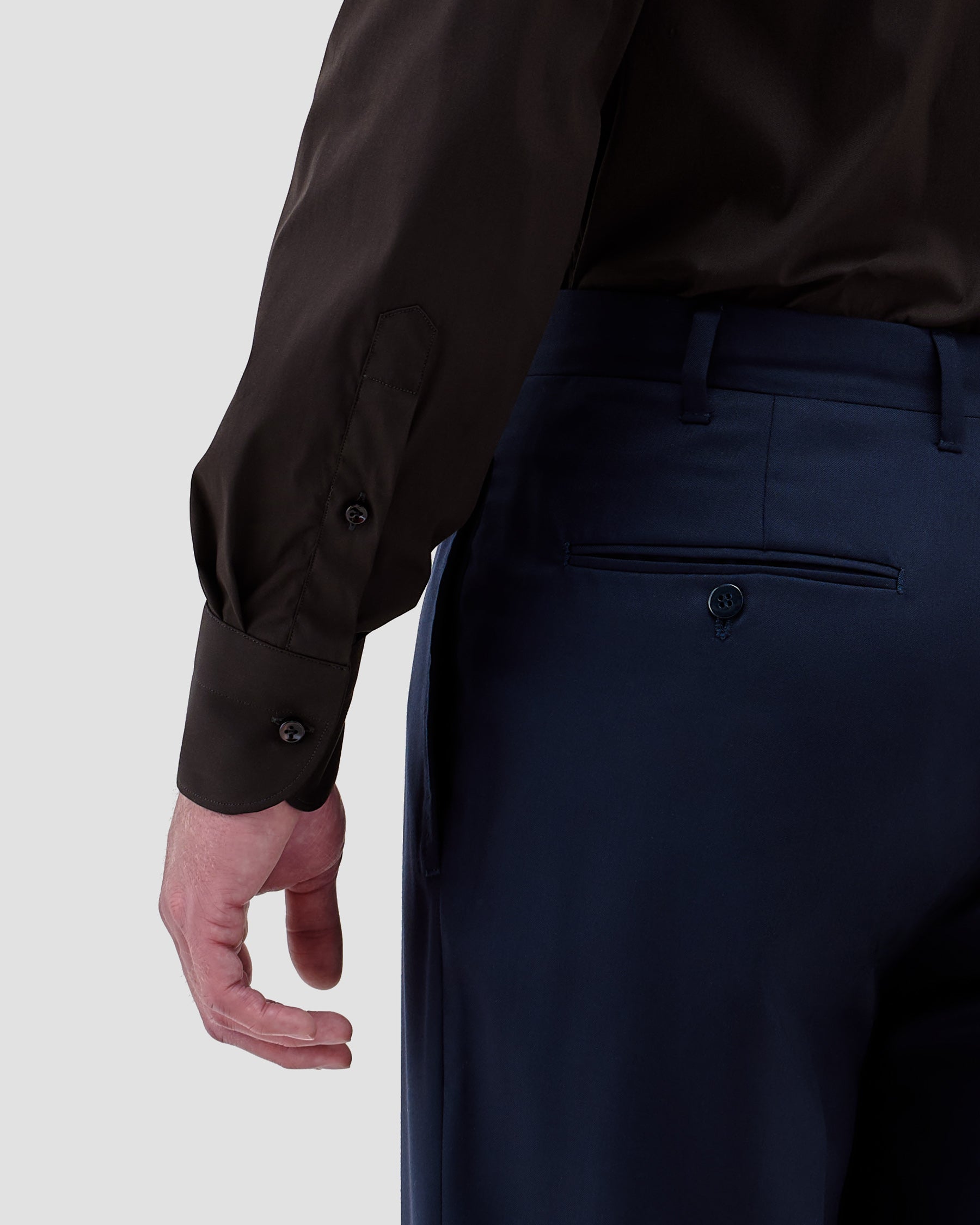 Camicia Unita Marrone Stretch