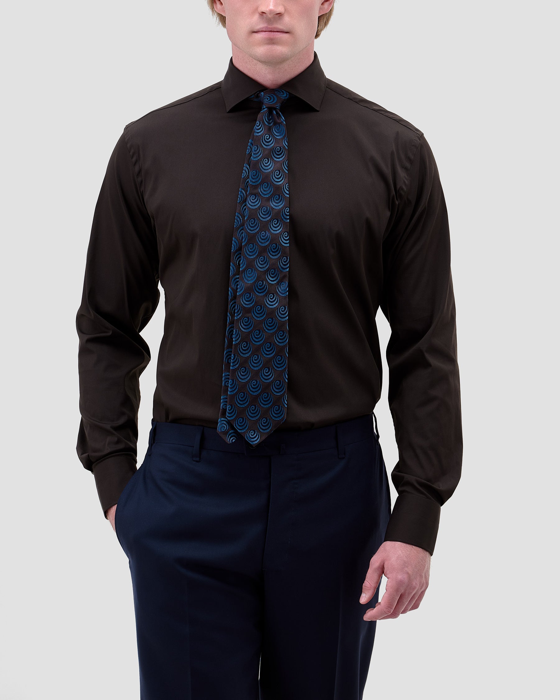 Camicia Unita Marrone Stretch