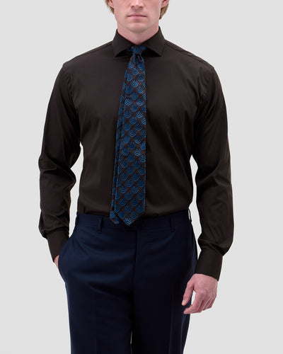 Stretch Plain Brown Shirt