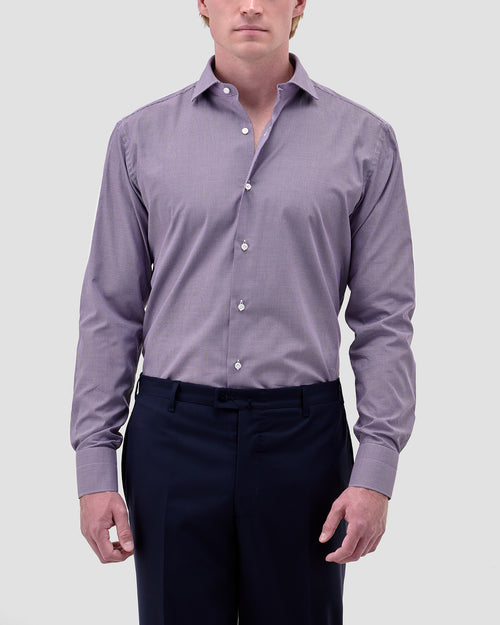 Camicia a Quadri Piccoli Viola Signature Popeline