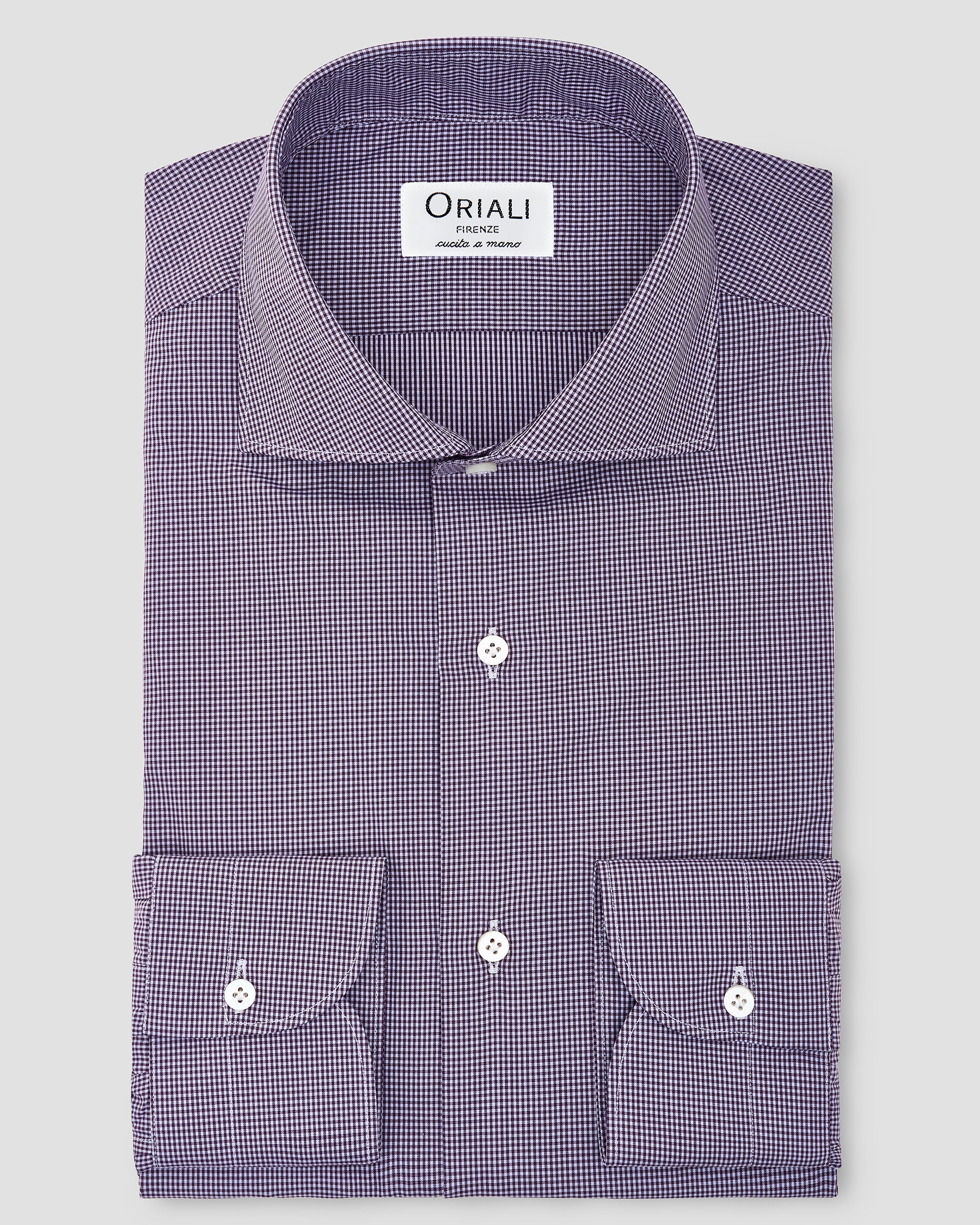 Camicia a Quadri Piccoli Viola Signature Popeline