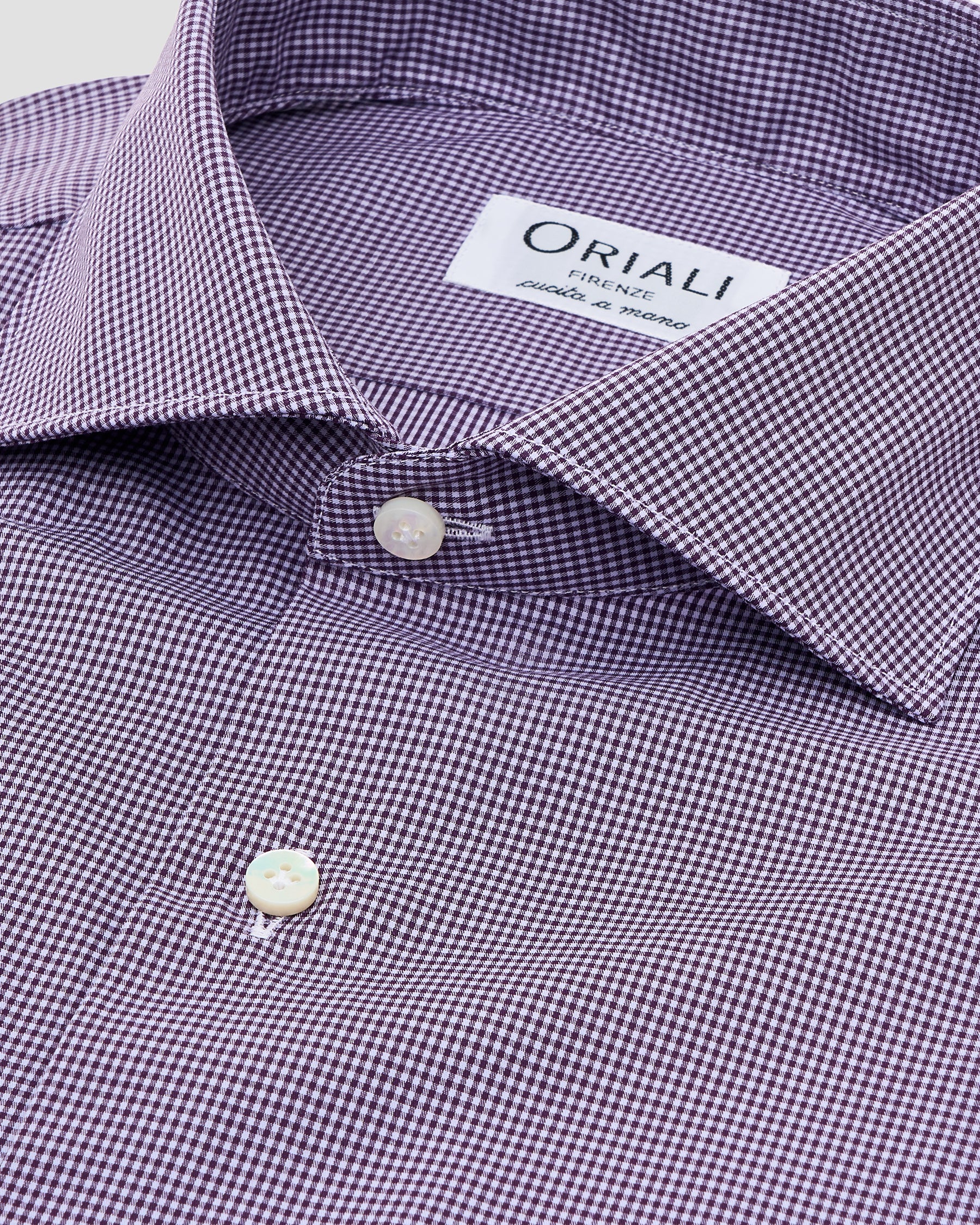 Camicia a Quadri Piccoli Viola Signature Popeline
