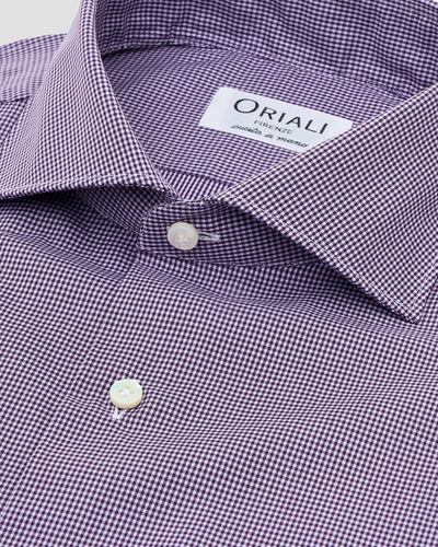 Camicia a Quadri Piccoli Viola Signature Popeline