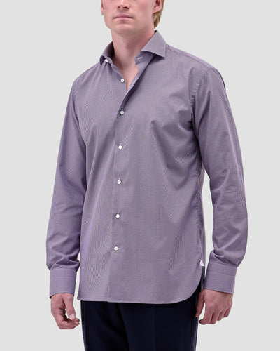 Camicia a Quadri Piccoli Viola Signature Popeline