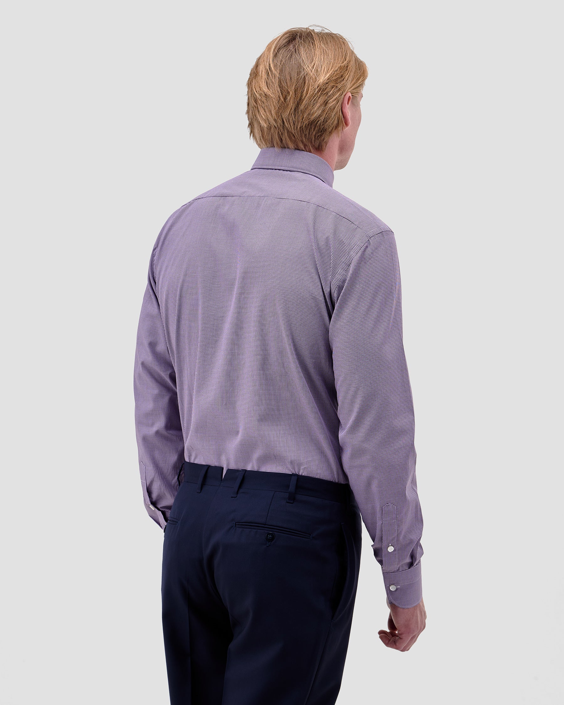 Camicia a Quadri Piccoli Viola Signature Popeline