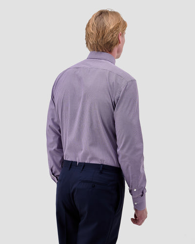 Camicia a Quadri Piccoli Viola Signature Popeline