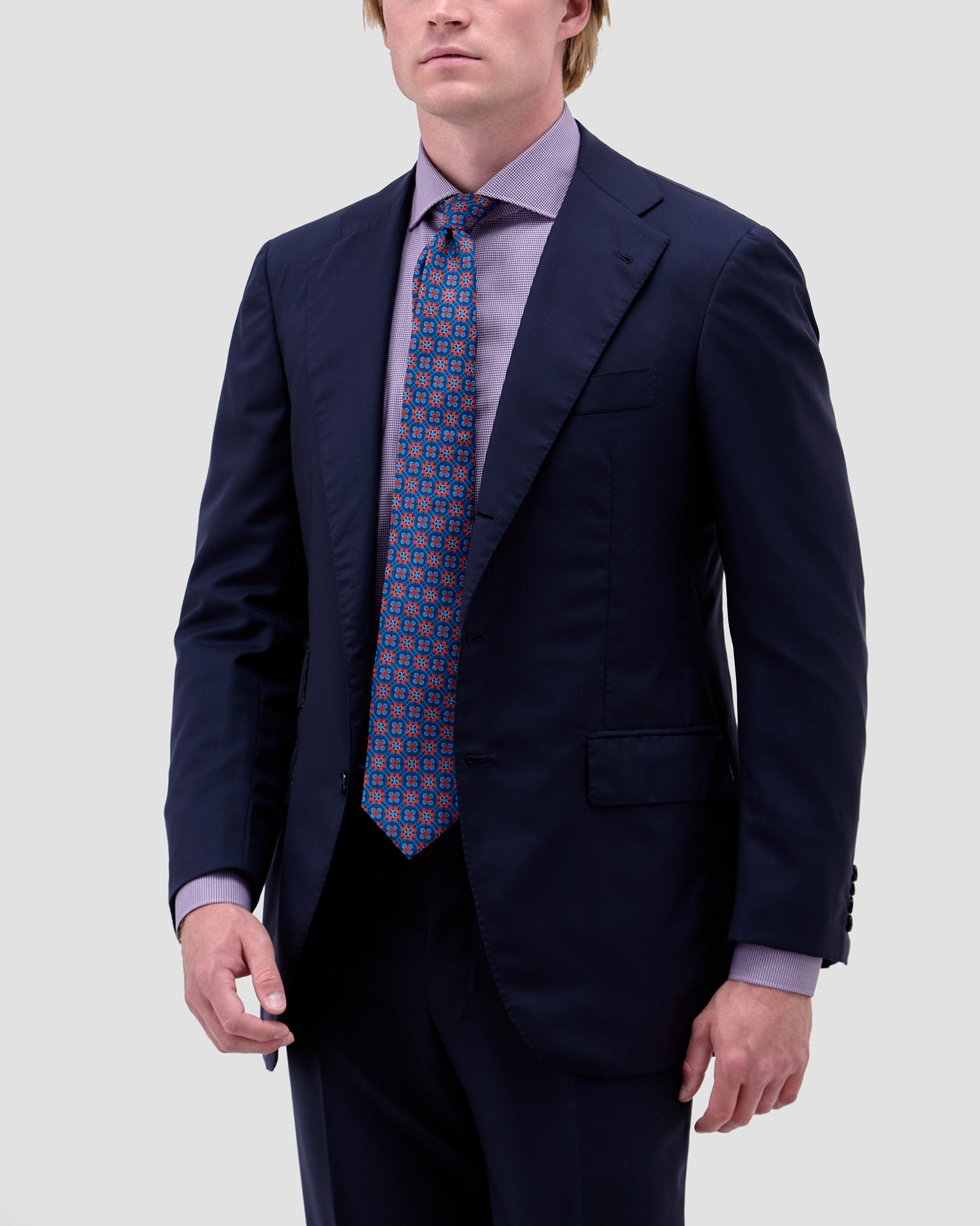 Camicia a Quadri Piccoli Viola Signature Popeline