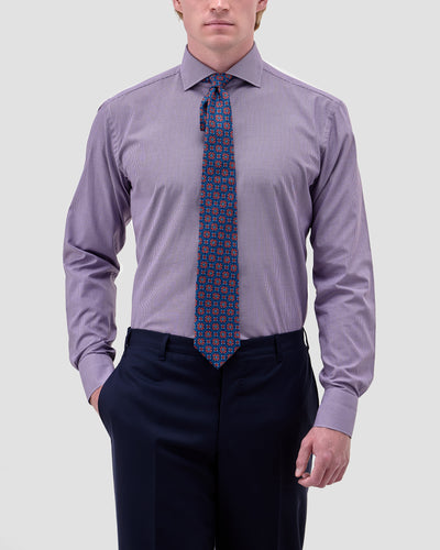 Camicia a Quadri Piccoli Viola Signature Popeline