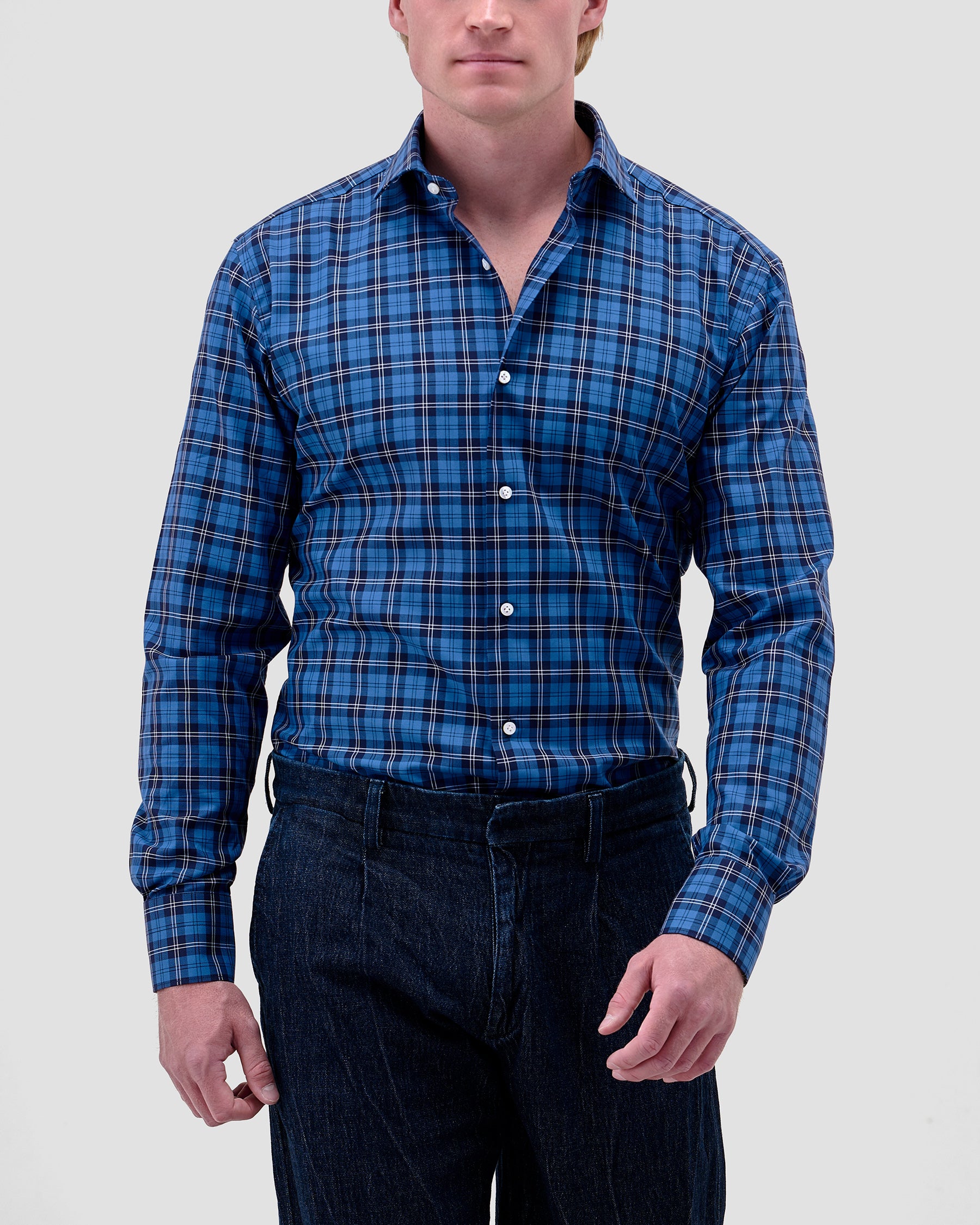 Camicia Quadri Oxford Blu