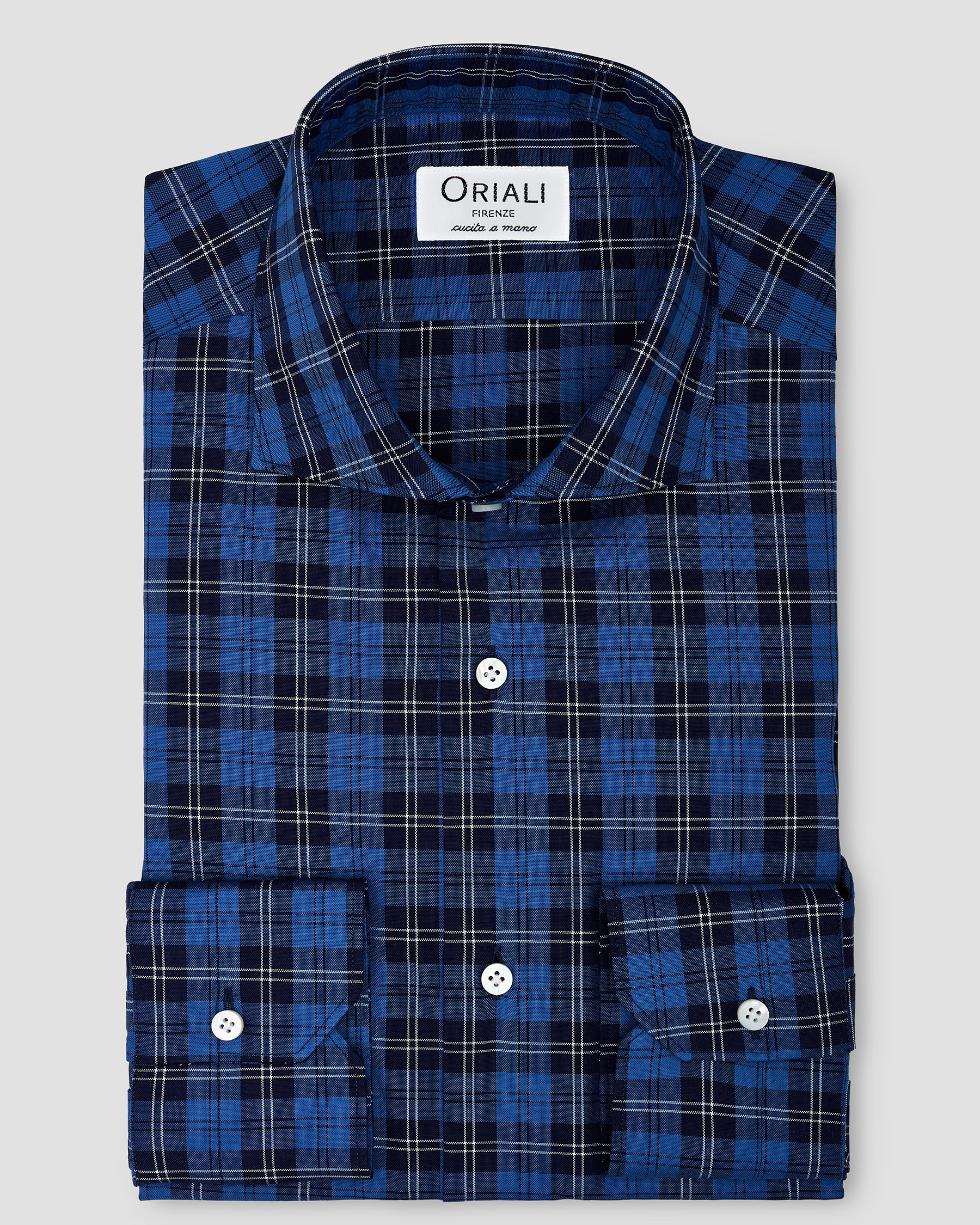 Camicia Quadri Oxford Blu