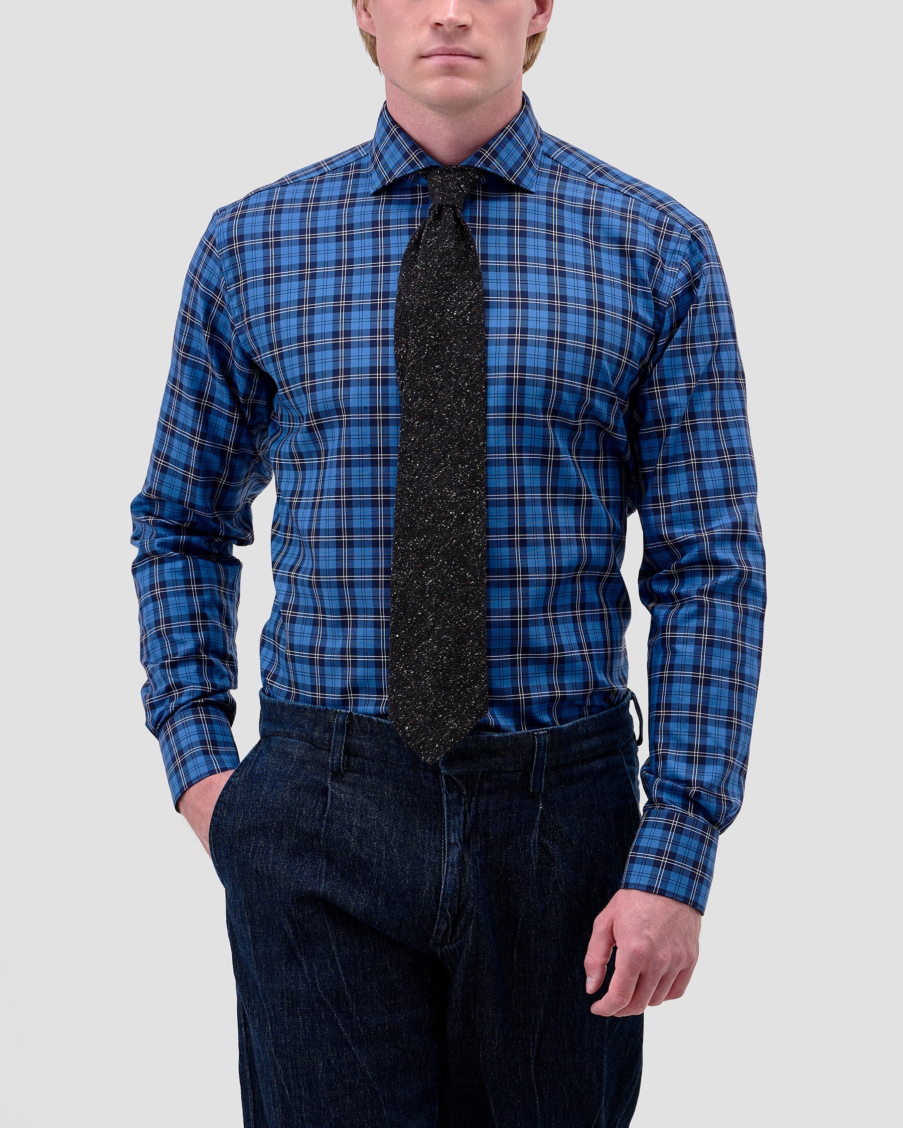 Camicia Quadri Oxford Blu