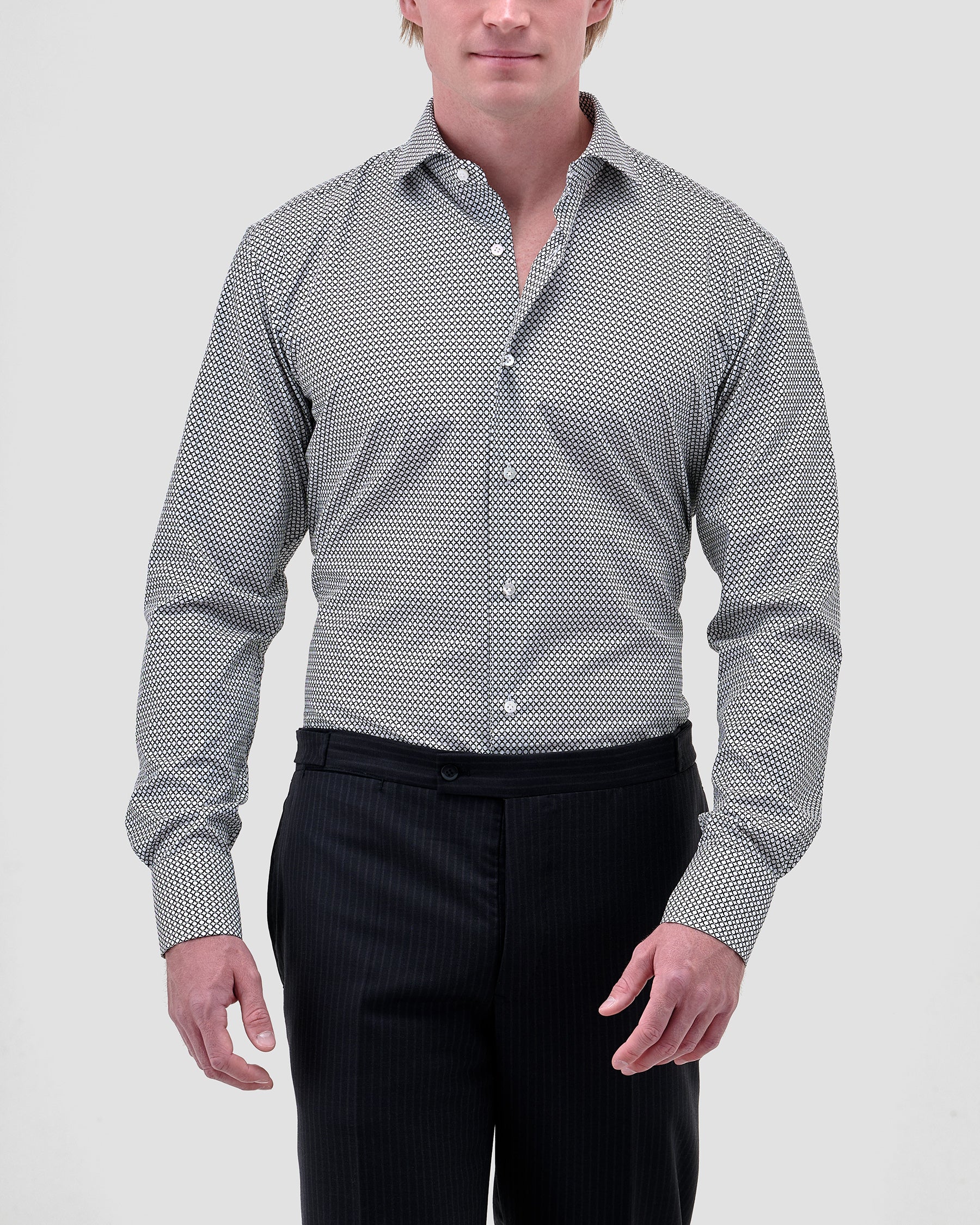 Camicia Stampa Optical Popeline Nero & Bianco