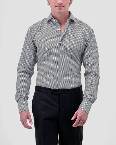 Camicia Stampa Optical Popeline Nero & Bianco