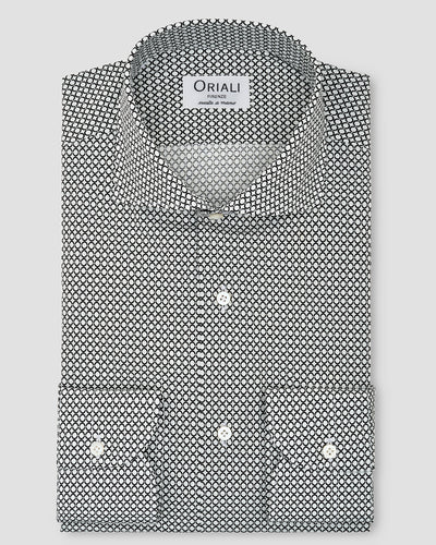 Camicia Stampa Optical Popeline Nero & Bianco
