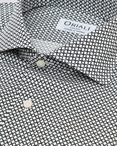 Camicia Stampa Optical Popeline Nero & Bianco