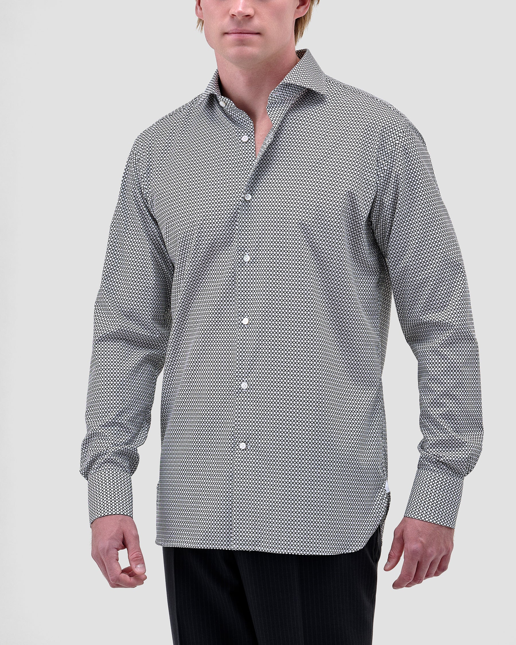Camicia Stampa Optical Popeline Nero & Bianco