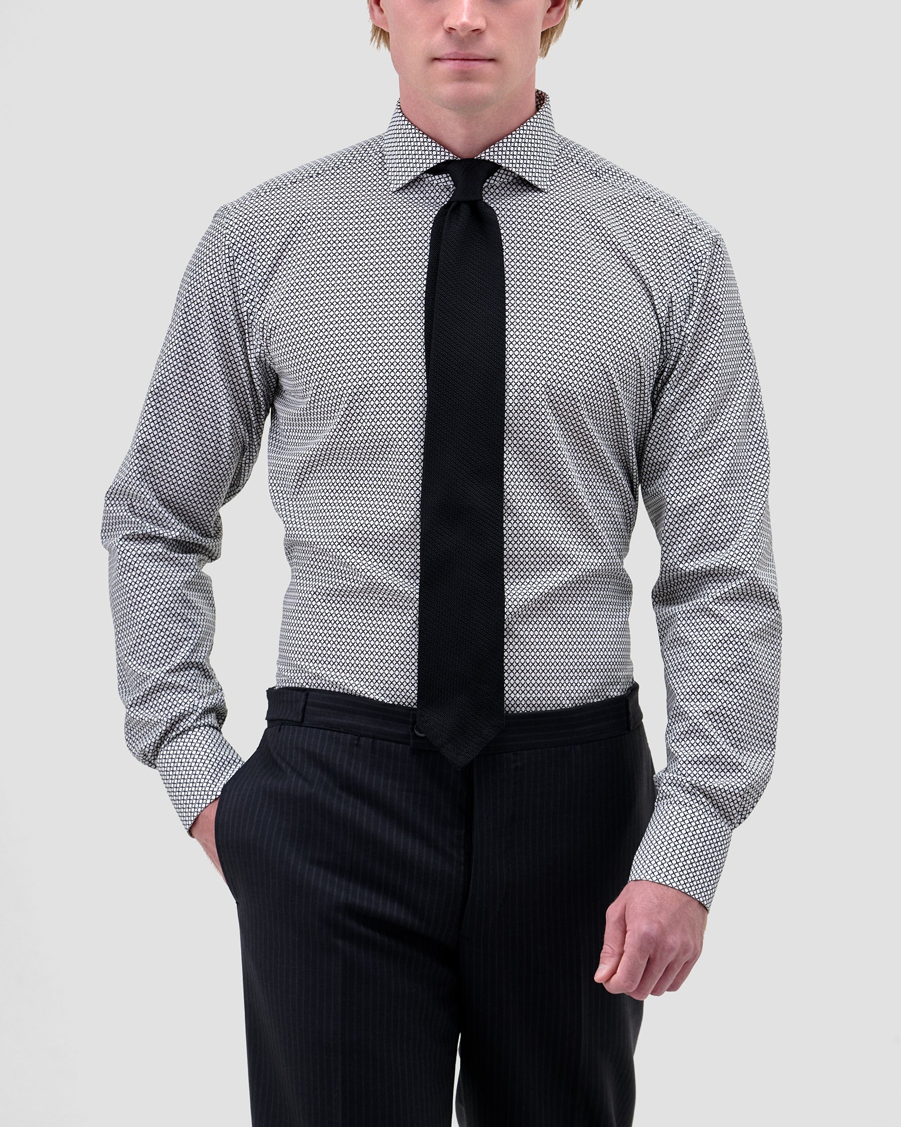 Camicia Stampa Optical Popeline Nero & Bianco