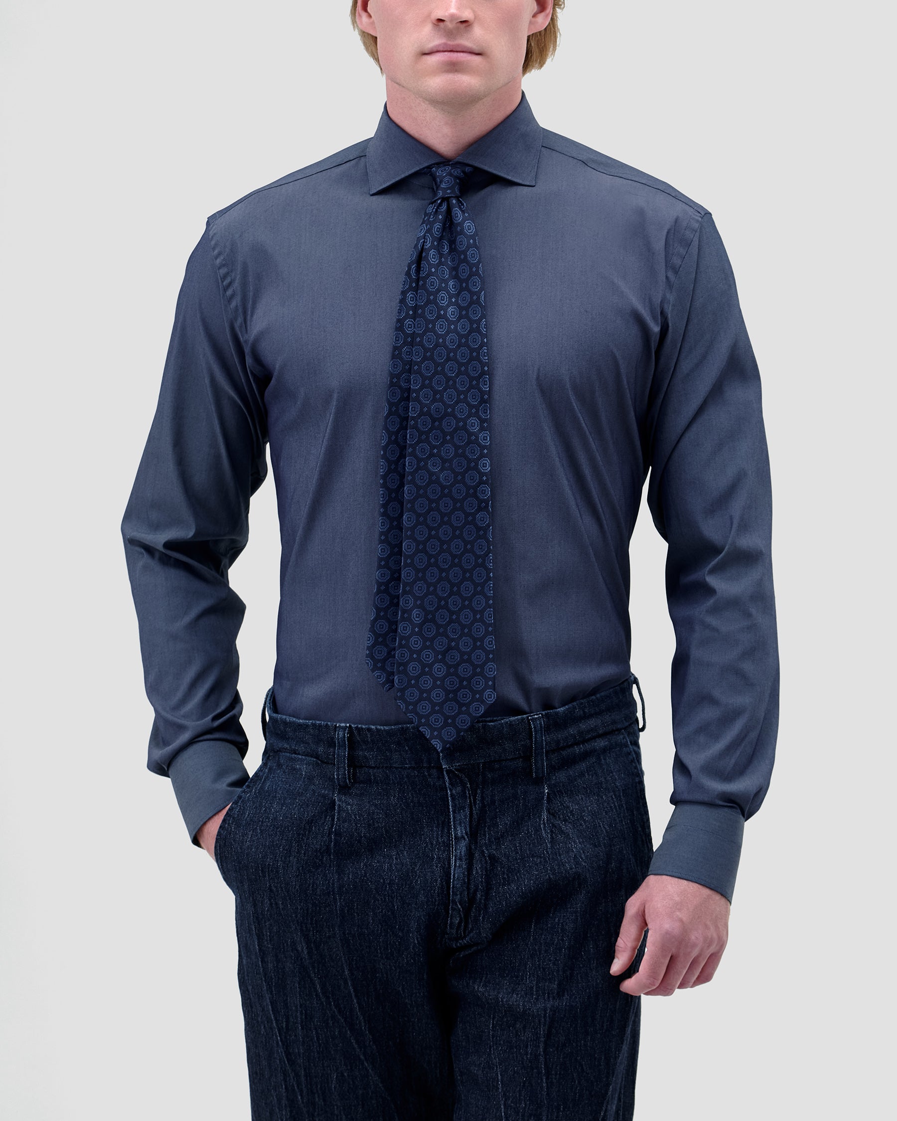 Camicia Denim Blu Stretch
