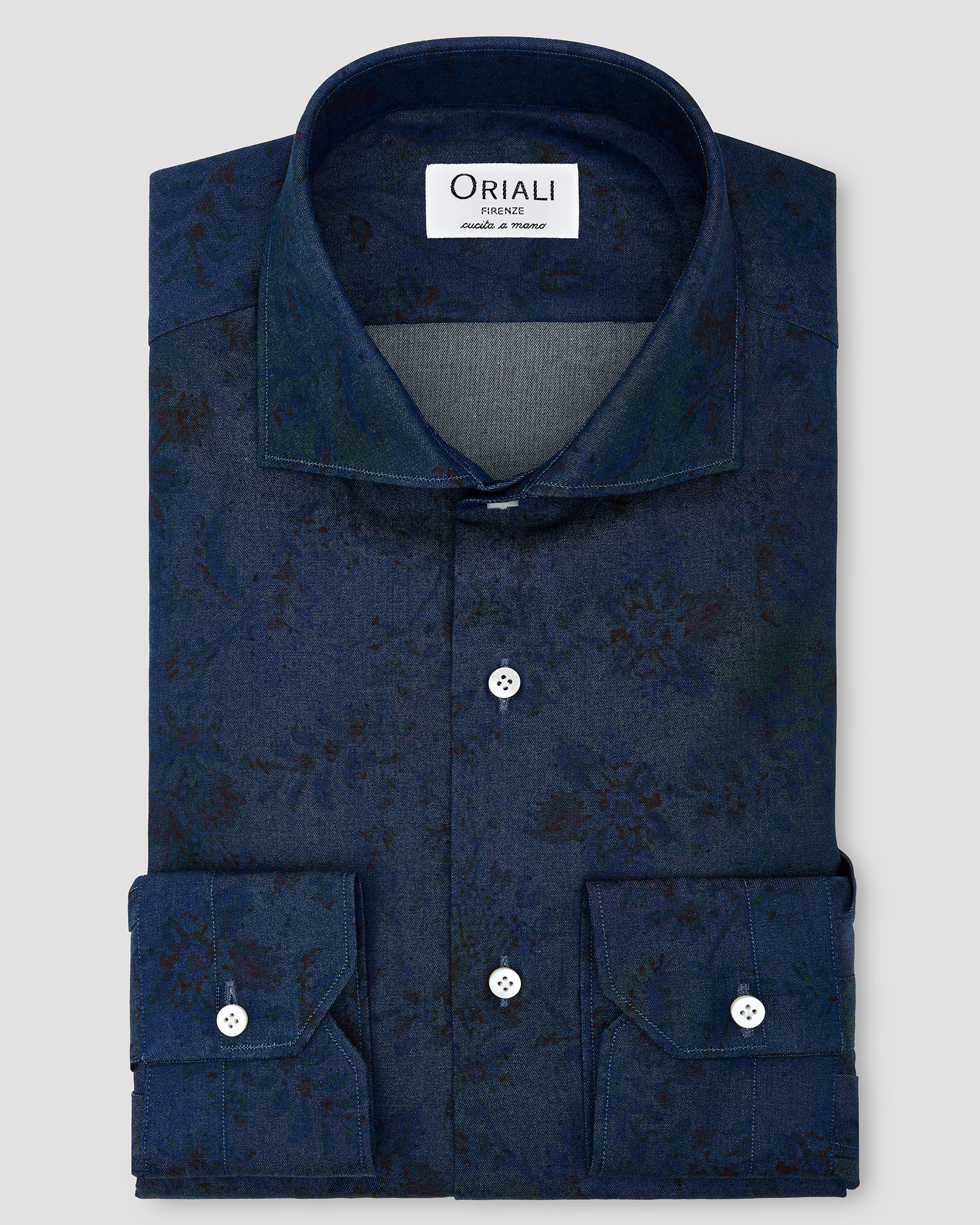 Camicia Blu Medio Denim Stampato