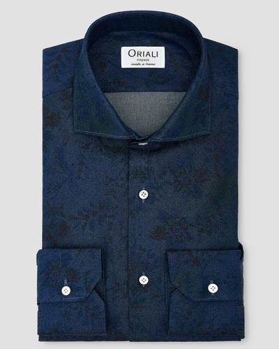 Camicia Blu Medio Denim Stampato