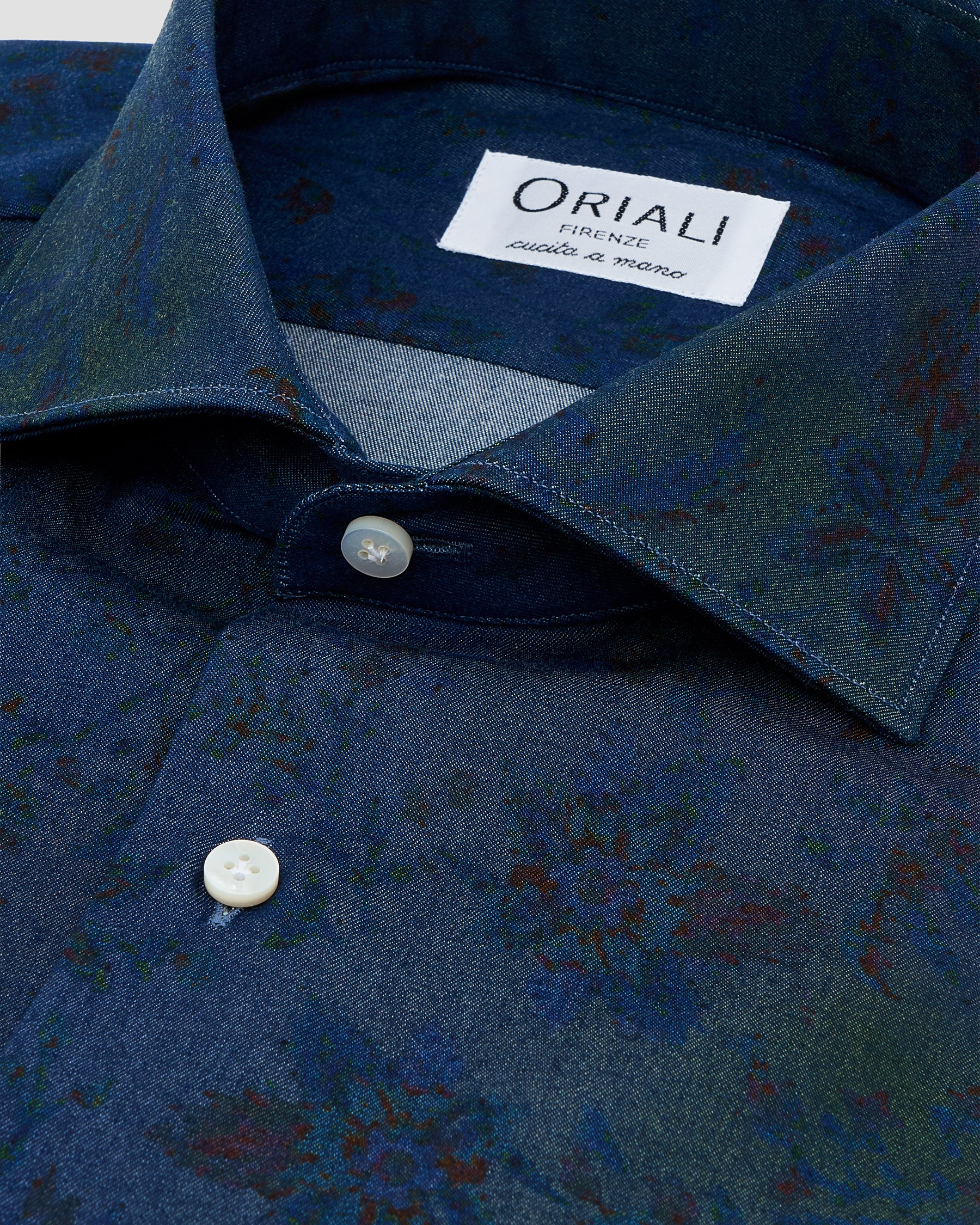 Camicia Blu Medio Denim Stampato