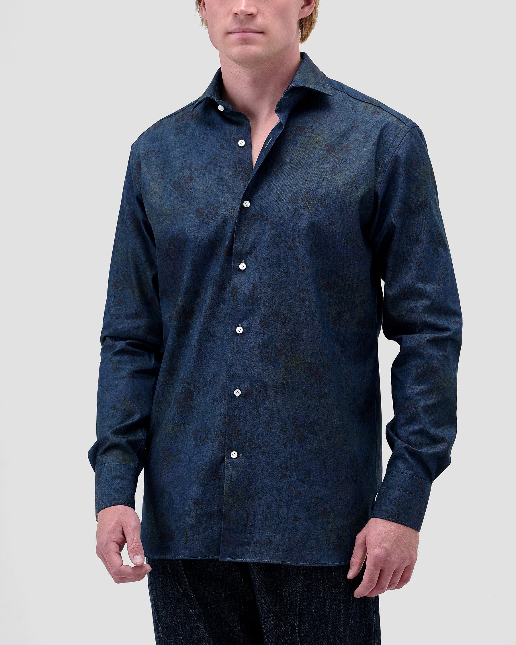 Camicia Blu Medio Denim Stampato