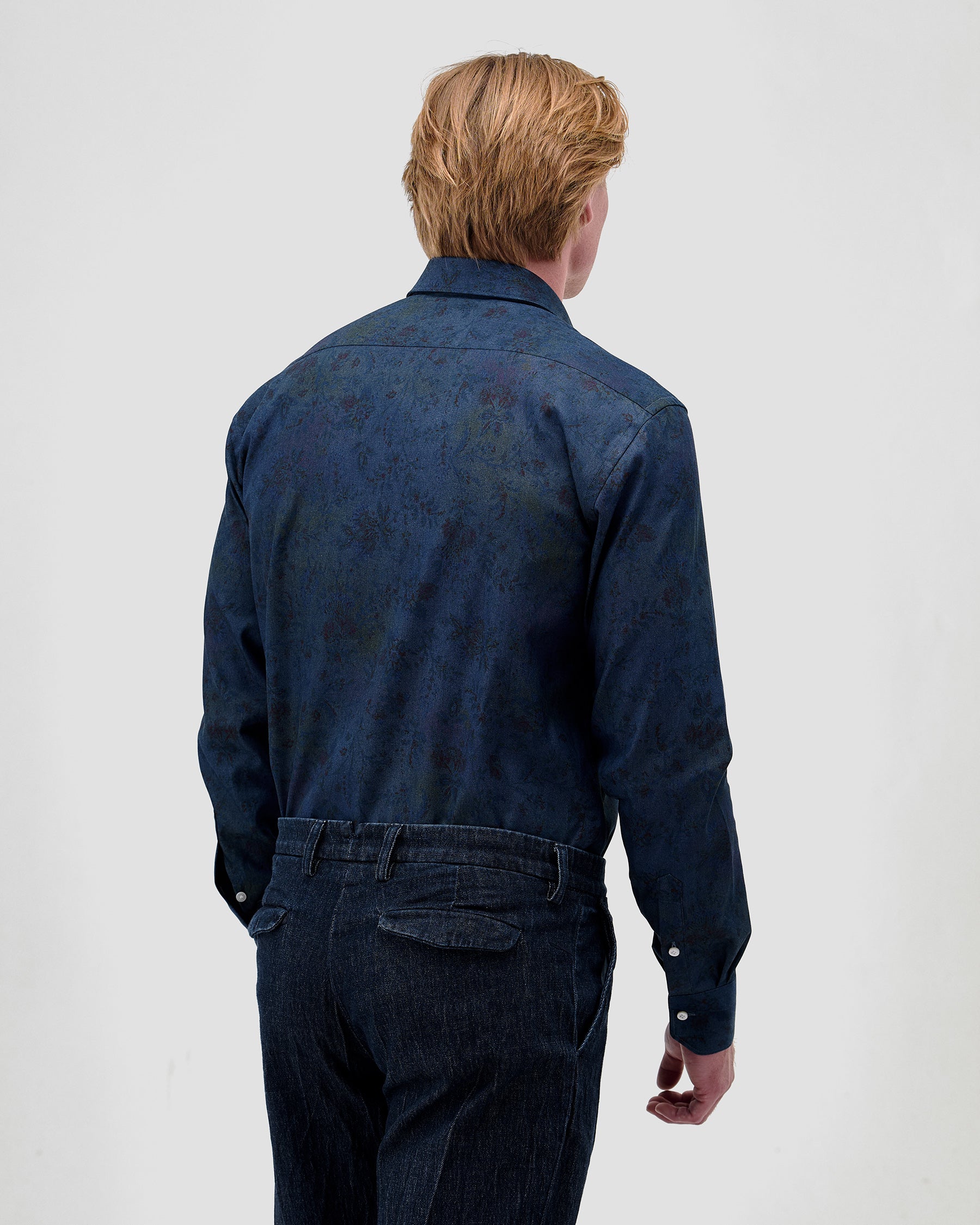Camicia Blu Medio Denim Stampato