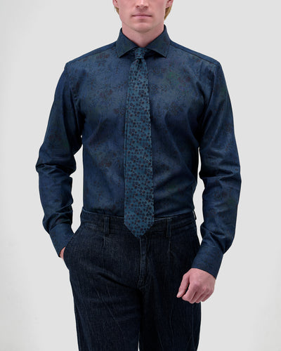 Camicia Blu Medio Denim Stampato