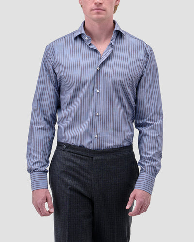 Signature Striped Poplin Shirt Blue Brown