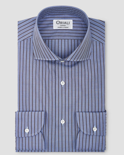 Signature Striped Poplin Shirt Blue Brown