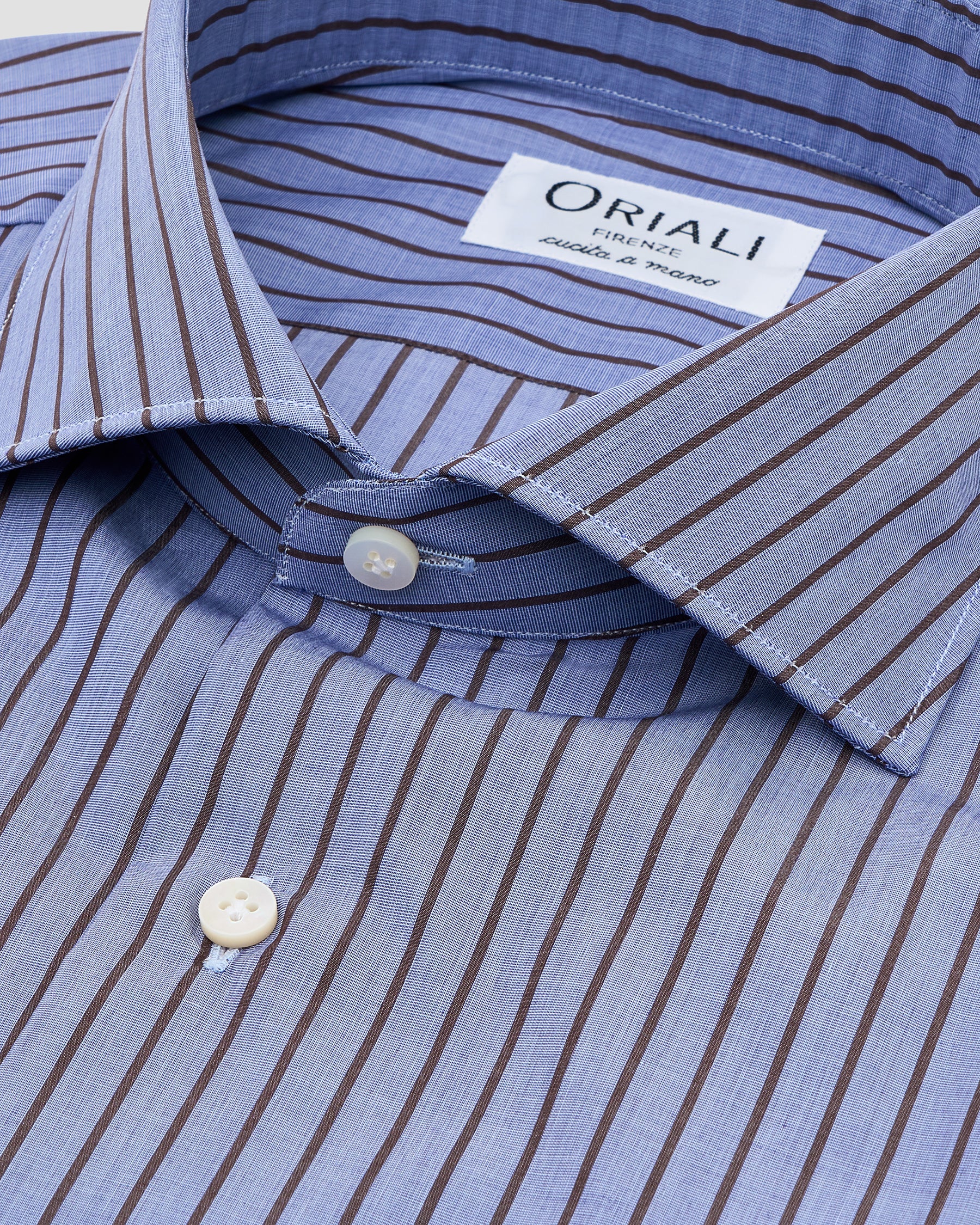 Camicia A Righe Signature Popeline Avion & Marrone