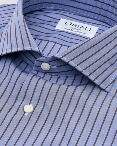 Signature Striped Poplin Shirt Blue Brown