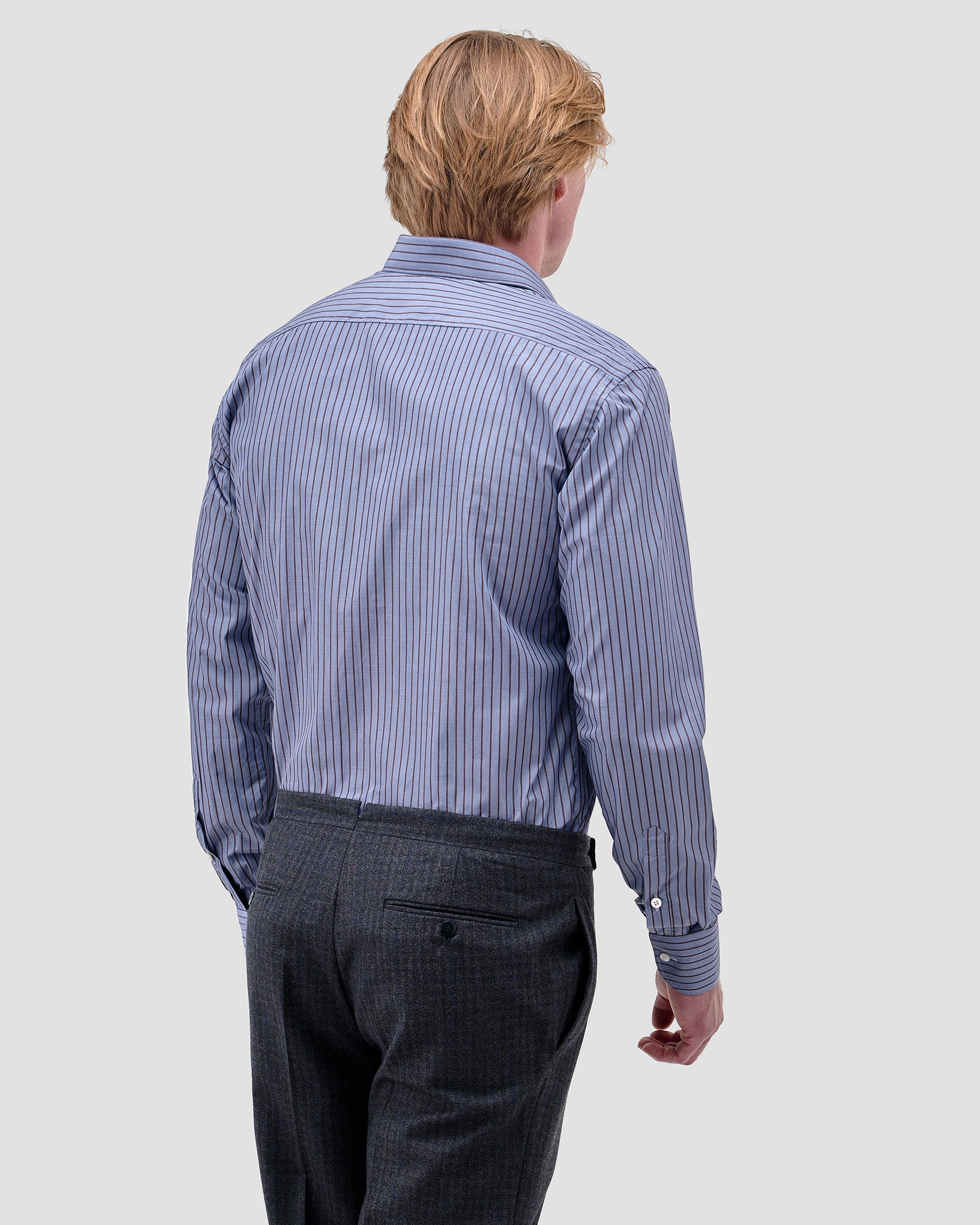 Camicia A Righe Signature Popeline Avion & Marrone
