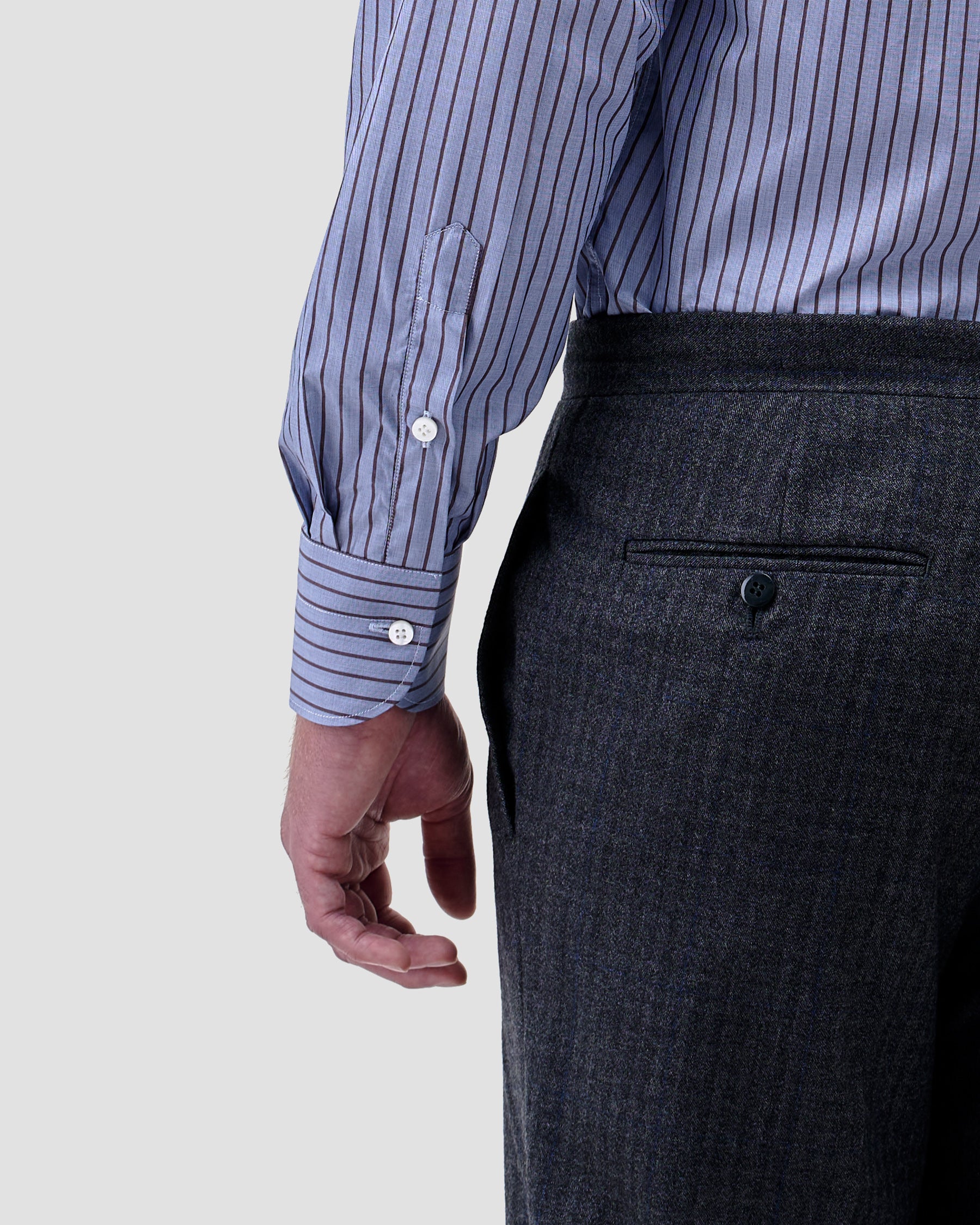 Camicia A Righe Signature Popeline Avion & Marrone