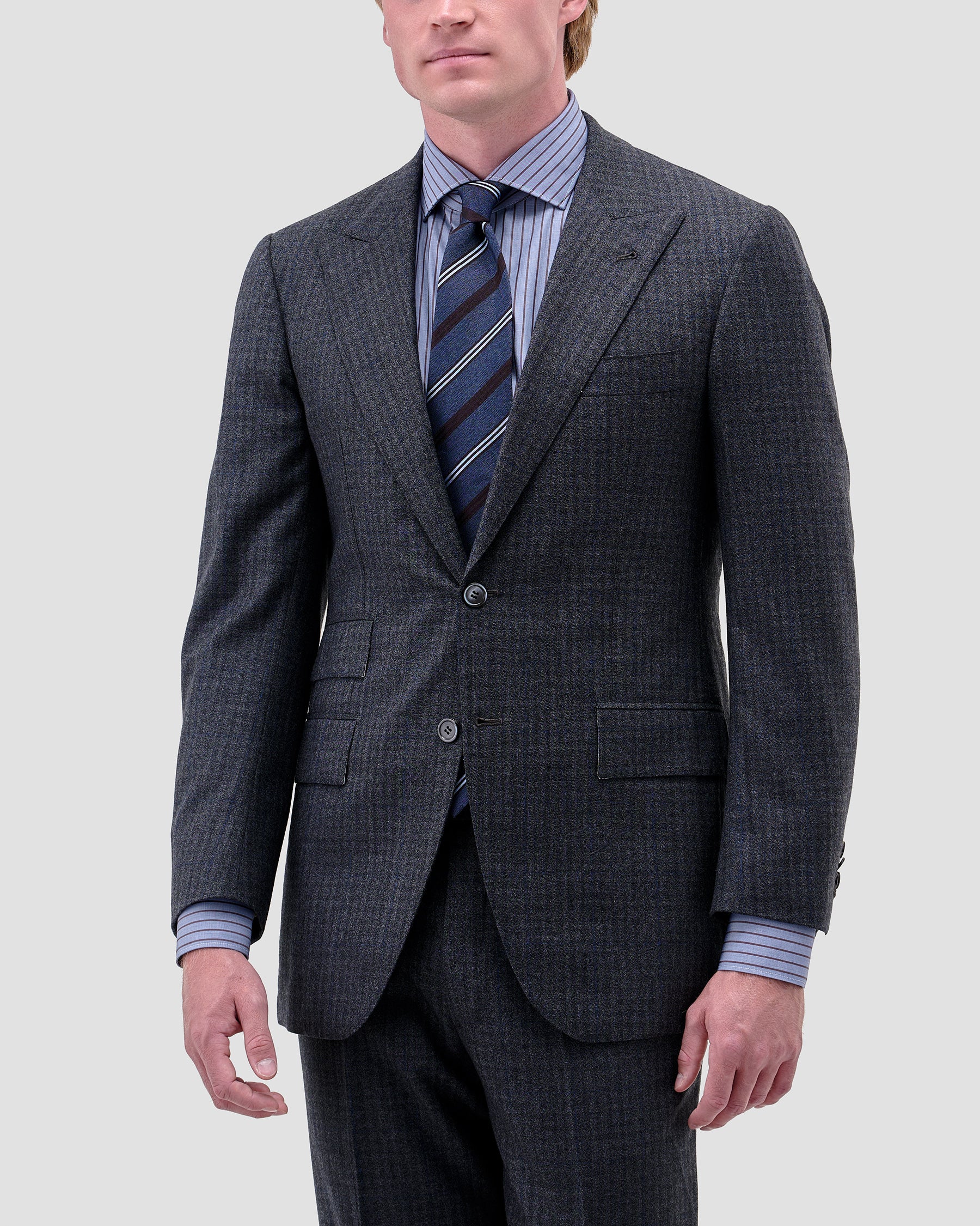 Camicia A Righe Signature Popeline Avion & Marrone
