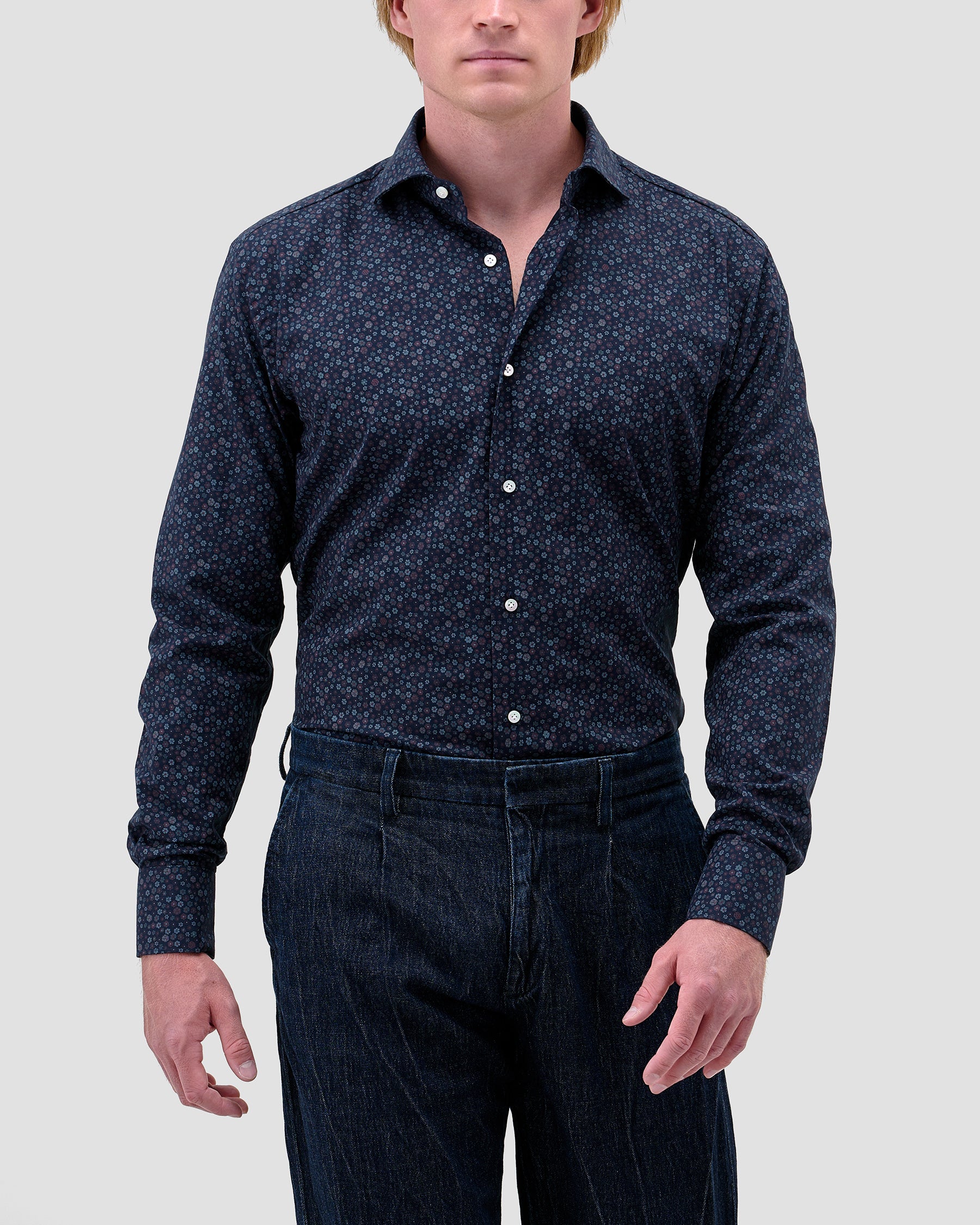 Camicia Blu Medio Denim Stampato