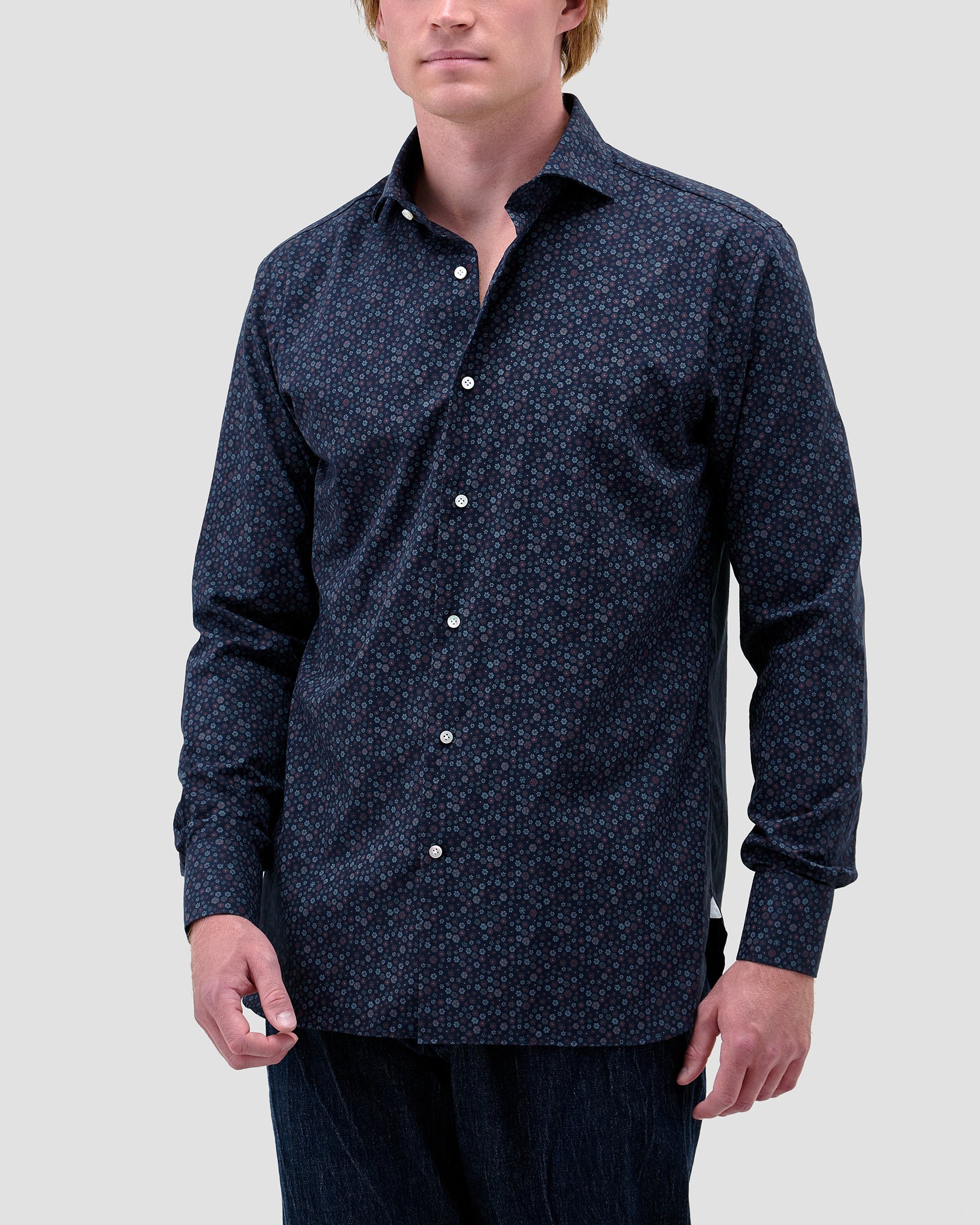 Camicia Blu Medio Denim Stampato