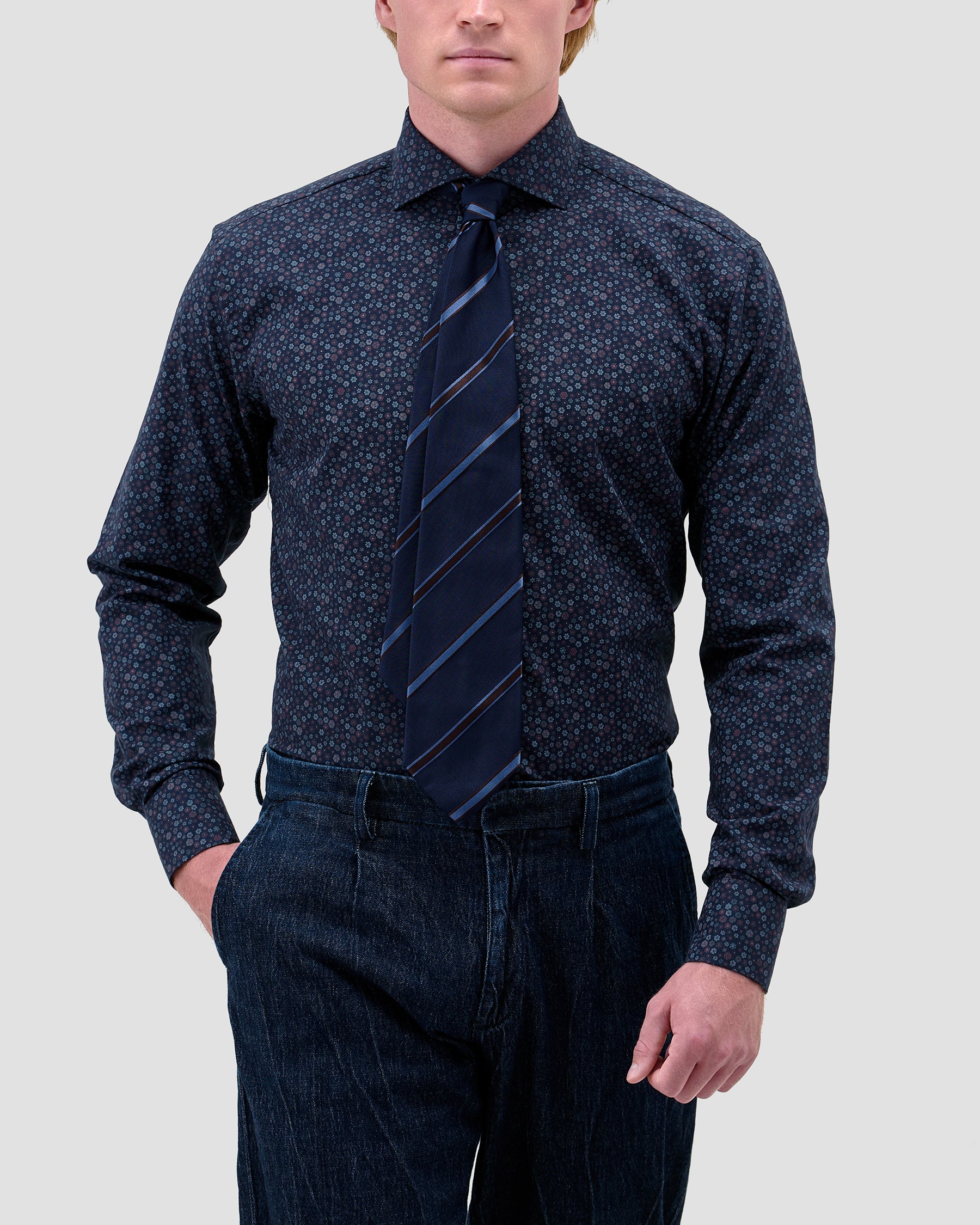 Camicia Blu Medio Denim Stampato