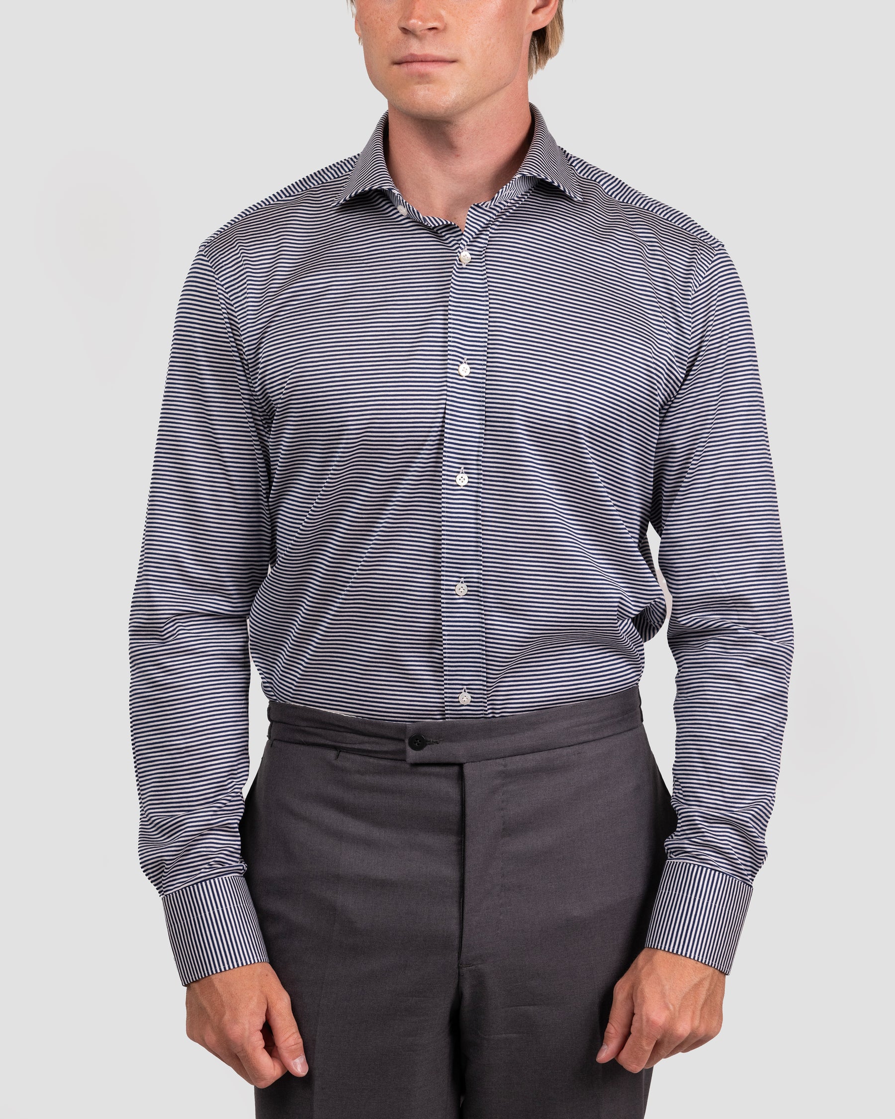 Camicia Righe Navy Blu Jersey