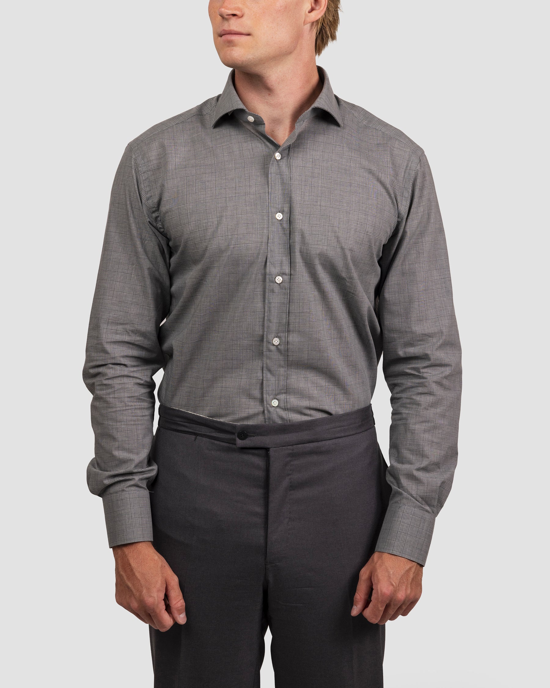 Camicia Quadri Grigio Medio