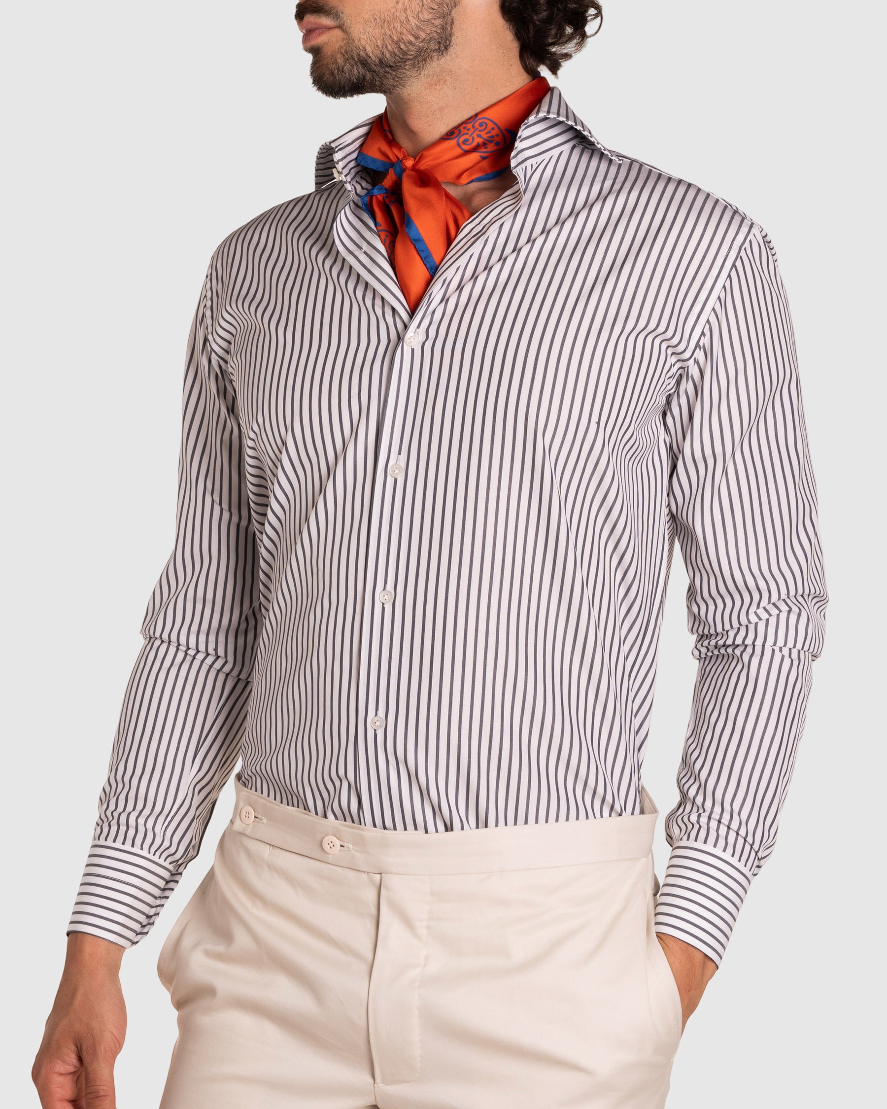 Camicia A Righe Signature Popeline
