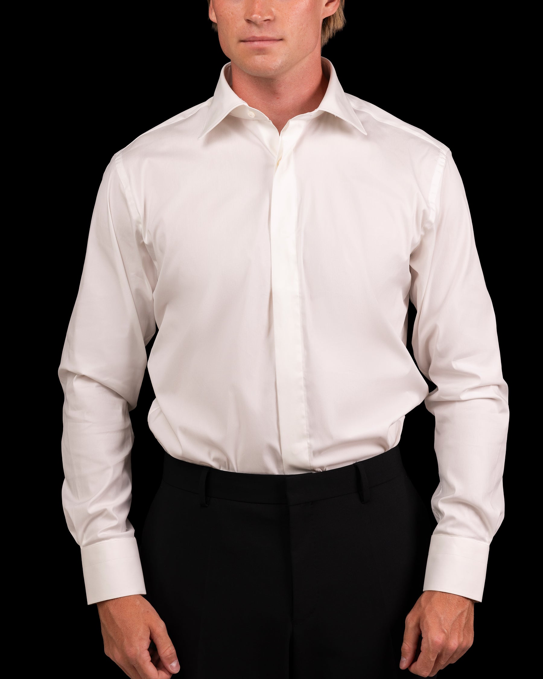 Camicia Bianca Fly Front Signature Twill