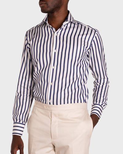 Camicia Righe  Navy Popeline