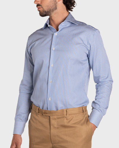 Light Blue Striped Satin Shirt