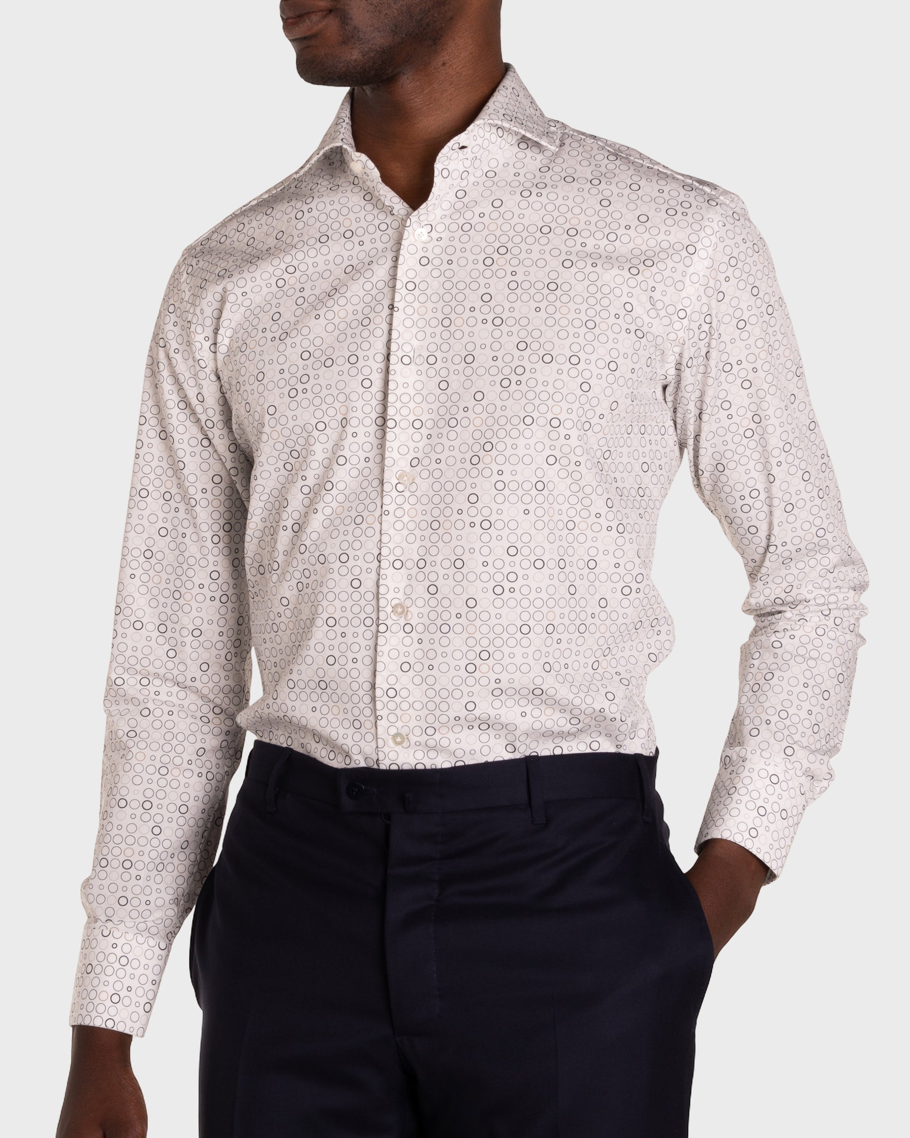 Camicia Stampa Geometrica Popeline